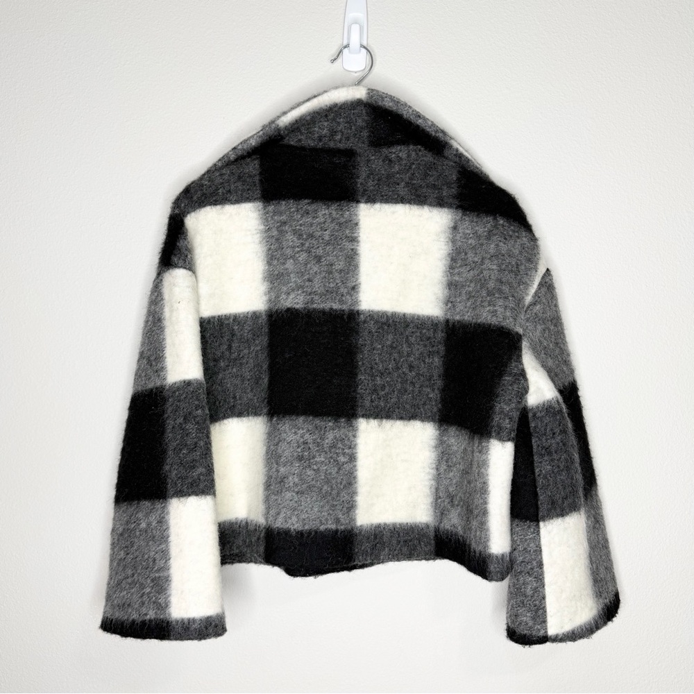 GANNI McKinney Wool Crop Jacket Plaid Size 34 XS Half Zip - Picture 3 of 5